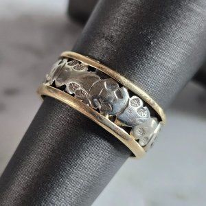 Womens Vintage Estate 14K White & Yellow Gold Band Ring, 4.7g E7283